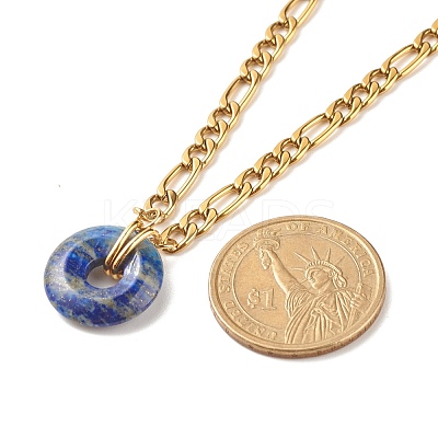 Natural Mixed Stone Donut Pendant Necklace NJEW-JN03815-1