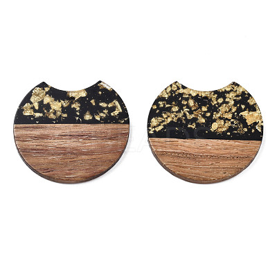 Translucent Resin & Waxed Walnut Wood Pendants RESI-Q211-04-1