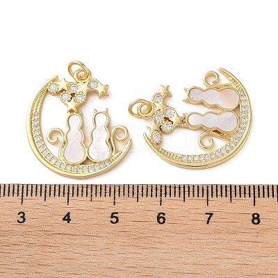 Brass Micro Pave Clear Cubic Zirconia Pendants KK-B083-34D-G-1