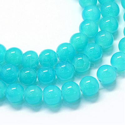 Baking Paint Imitation Jade Glass Round Bead Strands DGLA-Q021-4mm-06-1