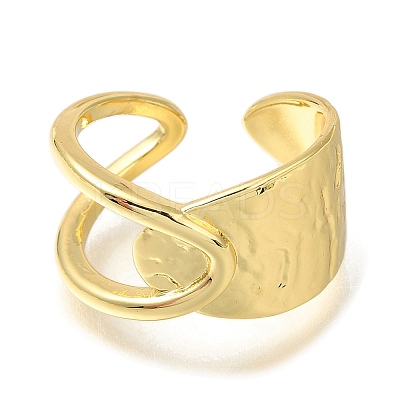 Rack Plating Brass Open Cuff Rings for Women RJEW-M022-16G-1