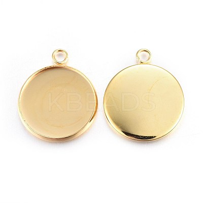 Rack Plating 304 Stainless Steel Pendant Cabochon Settings LS-STAS-F191-14G-F-1