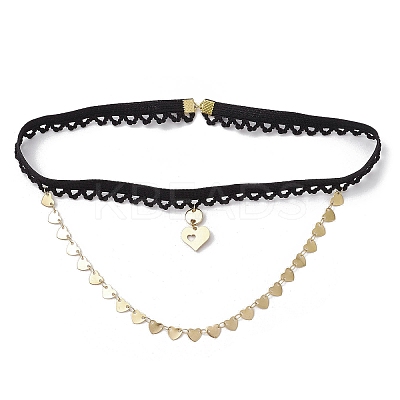 Brass Heart Tassel Thigh Leg Chains AJEW-AN00653-1