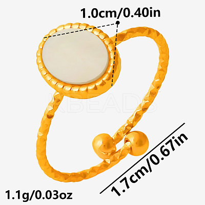 304 Stainless Steel with Natural Shell Open Cuff Rings for Women GL4110-3-1