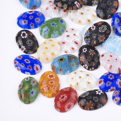 Handmade Millefiori Lampwork Cabochons LAMP-S191-10-1