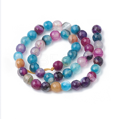 Natural Striped Agate/Banded Agate Beads Strands G-S281-51L-6mm-1