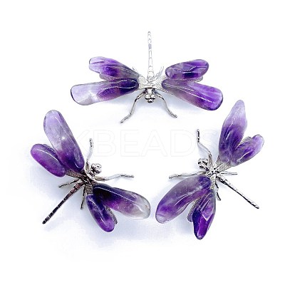 Natural Amethyst Crystal Dragonfly Figurines PW-WG22635-01-1