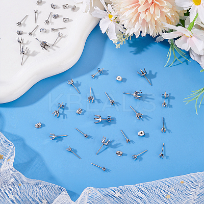 120Pcs 304 Stainless Steel Post Stud Earring Settings STAS-ME0001-29-1
