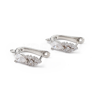 Brass Teardrop Hoop Earring Findings ZIRC-L097-055P-1