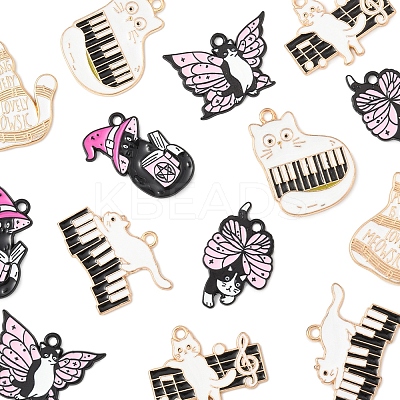 14Pcs 7 Styles Spray Painted Alloy Enamel Pendants ENAM-FS0002-63-1