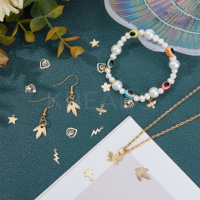 80Pcs 8 Style Brass Charms KK-FH0002-12-1