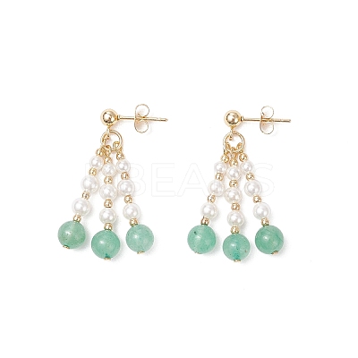 304 Stainless Steel Mixed Stone Dangle Stud Earrings EJEW-TA00740-1