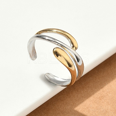 304 Stainless Steel Double Color Cuff Rings RJEW-S635-01GP-H-1