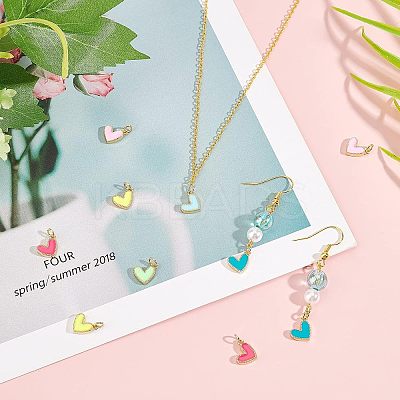 12Pcs 6 Colors Rack Plating Brass Enamel Charms KK-FH0004-36-1