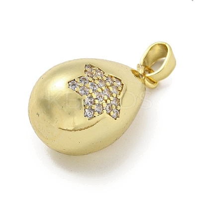 Rack Plating Brass Micro Pave Clear Cubic Zirconia Pendants KK-E114-02G-01-1