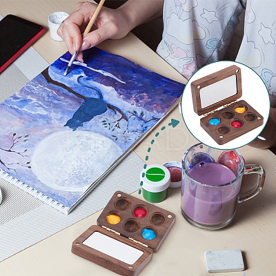 Wood Watercolor Paints Tins Box AJEW-WH0542-84B-1