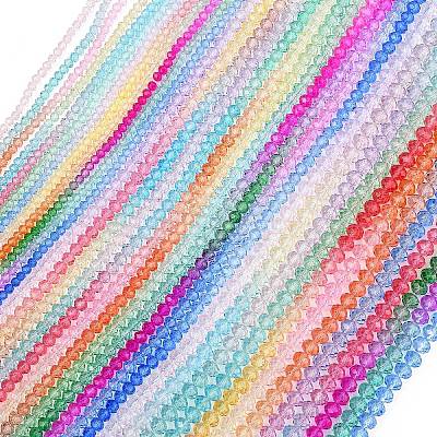 10Strands 10 Colors Transparent Painted Glass Beads Strands DGLA-YW0001-39A-1