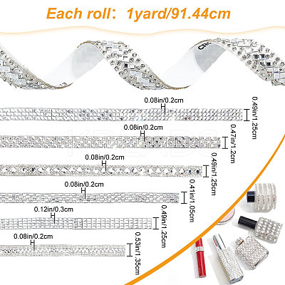 6 Yards 6 Style Hotfix Rhinestone DIY-CP0007-73-1