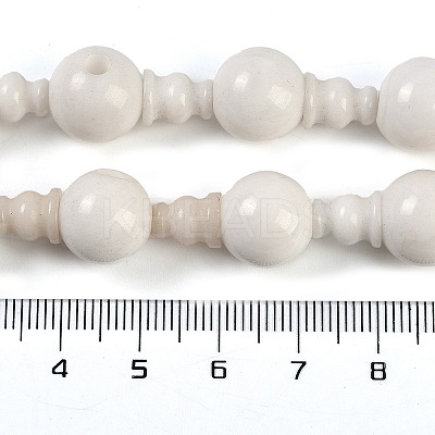 Natural White Jade 3-Hole Guru Beads Strands G-H064-E03-01-1