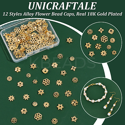 120Pcs 12 Styles Alloy Flower Bead Caps FIND-UN0015-76-1