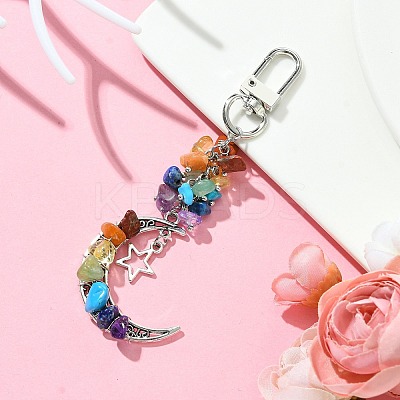 Synthetic & Natural Mixed Gemstone Pendant Decorations HJEW-JM01853-02-1