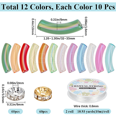 DIY Acrylic Tube & Brass Rhinestone Beads Jewelry Making Kits DIY-SP0002-18-1