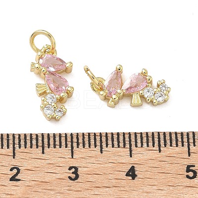 Brass Micro Pave Cubic Zirconia Charms KK-F930-06G-1