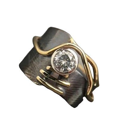 Brass Micro Pave Clear Cubic Zirconia Finger Rings FS-WGE4002-01-1