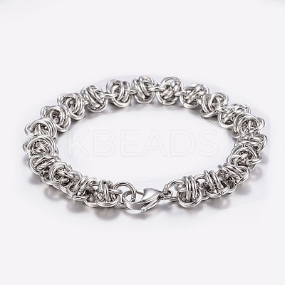 Tarnish Resistant 304 Stainless Steel Byzantine Chain Bracelets BJEW-I238-05P-1