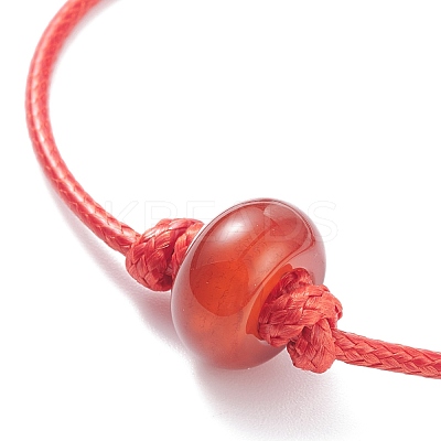 Natural Carnelian Disc Beaded Cord Bracelet BJEW-JB07686-02-1
