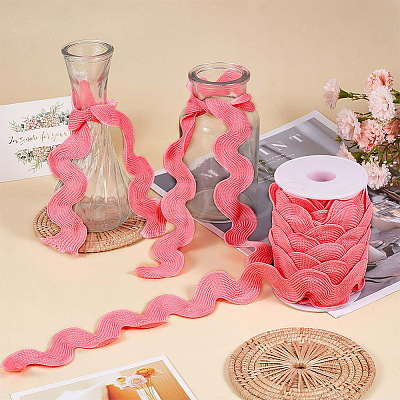 10 Yards Polyester Wavy Fringe Trim Ribbon OCOR-GF0002-49B-1
