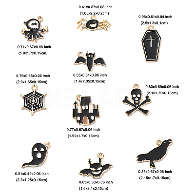 20Pcs 10 Styles Halloween Alloy Enamel Pendants ENAM-FP0002-91-1
