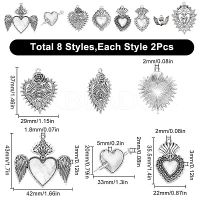 8 Styles Tibetan Style Alloy Pendants FIND-SC0010-46-1