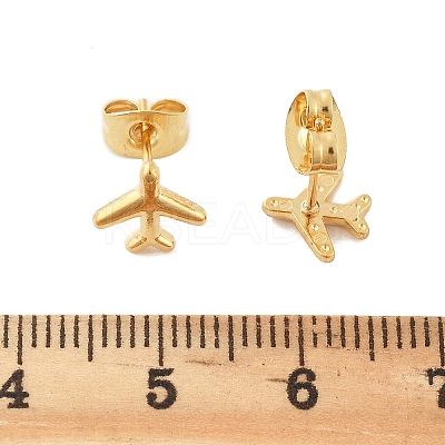 304 Stainless Steel Tiny Airplane Stud Earrings with 316 Stainless Steel Pins for Women EJEW-J043-01G-1