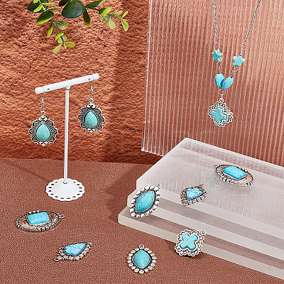 10Pcs 5 Styles Synthetic Turquoise Pendants TURQ-PH0001-04-1
