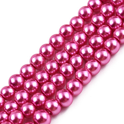 Baking Paint Pearlized Glass Pearl Round Bead Strands X-HY-Q003-4mm-10-1
