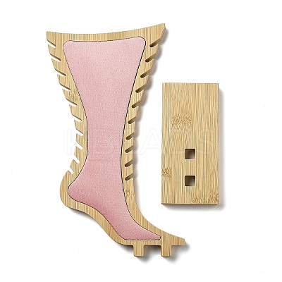 Foot Shaped Bamboo Anklet Storage Jewelry Rack ODIS-G018-01D-1