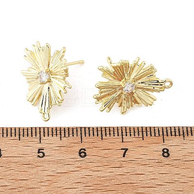 Brass Micro Pave Cubic Zirconia Stud Earring Findings KK-K371-39G-1