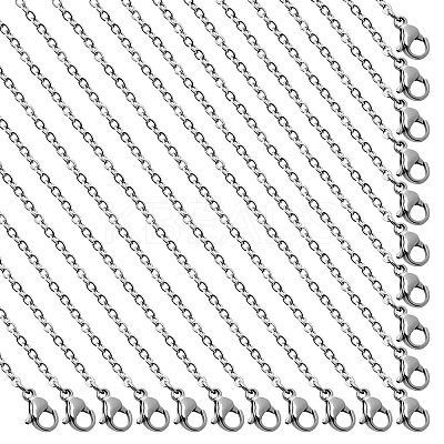 20Pcs 304 Stainless Steel Flat Cable Chain Necklaces Set NJEW-SC0001-28-1