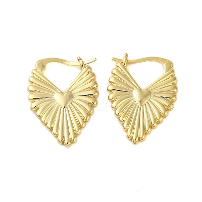 Heart Brass Hoop Earrings for Women KK-B089-39G-1