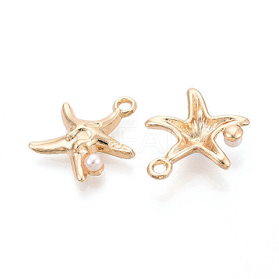 Rack Plating Alloy & Imitation Pearl Pendants ENAM-T024-04G-1