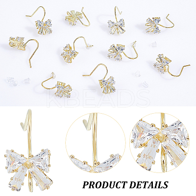 18Pcs Brass Micro Pave Clear Cubic Zirconia Earring Hooks EJEW-CA0001-03-1