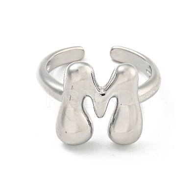 Brass Letter Open Cuff Rings for Women RJEW-G313-01M-P-1