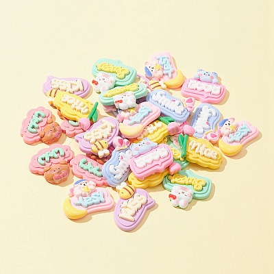 28Pcs 7 Styles Opaque Resin Cabochons CRES-FS0001-05-1