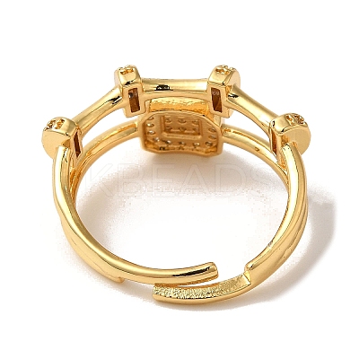 Adjustable Brass Micro Pave Cubic Zirconia Rings for Women RJEW-G325-03G-B-1
