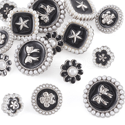 15Pcs 5 Styles 1-Hole Alloy Enamel Shank Buttons BUTT-TA0001-47B-1