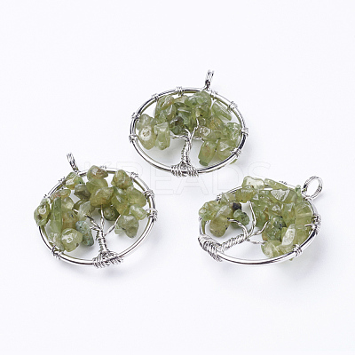 Natural Peridot Pendants G-E419-19P-1