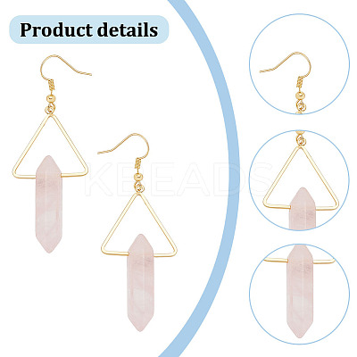 3 Pairs 3 Style Natural Mixed Gemstone Triangle with Bullet Dangle Earrings EJEW-AN0002-27-1