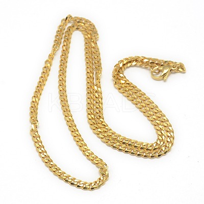 Trendy Men's 201 Stainless Steel Curb Chain Necklaces NJEW-L043A-42G-1