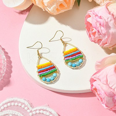 304 Stainless Steel Teardrop Dangle Earrings EJEW-MZ00127-1